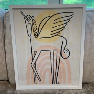 Land of Nod Framed Unicorn Art Print for Nursery or Child’s Room